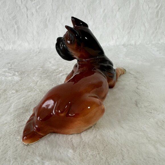 Vintage Boxer Dog Figure Ceramic Porcelain Laying Down - Picture 4 of 9
